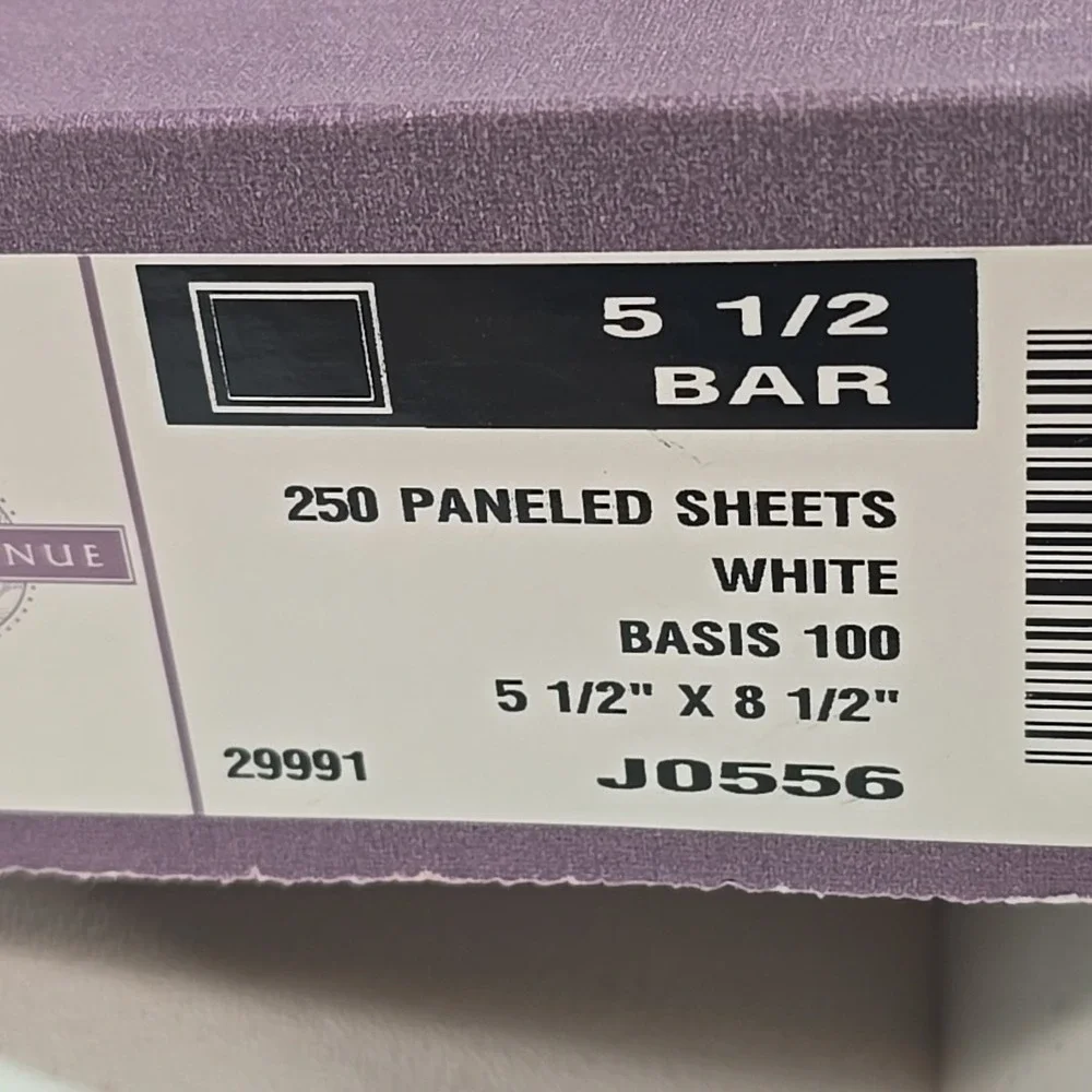 Park Avenue 5.5 Bar‎ Foldable Paneled Sheets Note Cards White  Lot of 250